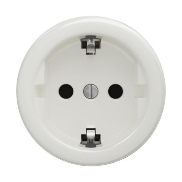 Reblig - Retro kućna utičnica SCHUKO bez okvira, 230 V/16 A, keramička, bela