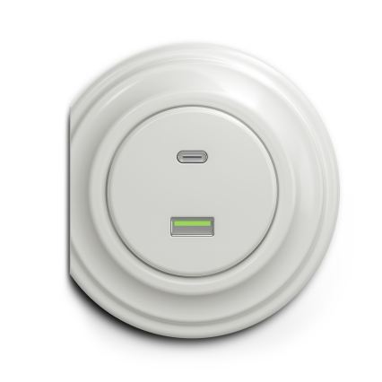 Reblig - Retro USB utičnica A+C bez okvira, keramička bela