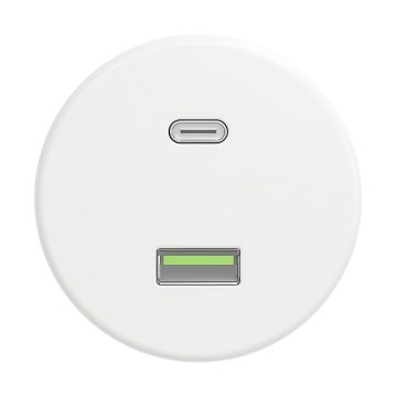 Reblig - Retro USB utičnica A+C bez okvira snežno bela