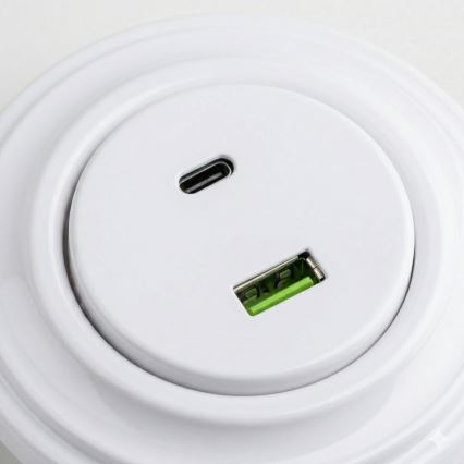 Reblig - Retro USB utičnica A+C sa ramom, snežno bela