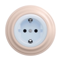 Reblig - Retro zidna utičnica sa okvirom SCHUKO 230V/16A plava/staroružičasta