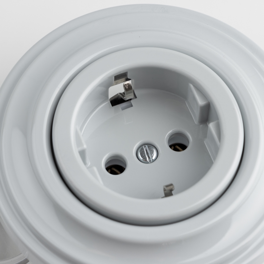 Reblig - Retro zidna utičnica sa okvirom SCHUKO 230V/16A siva