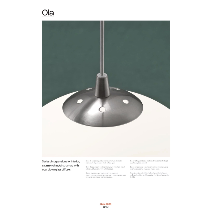 Redo 01-1066 - Luster na sajli OLA 2xE27/42W/230V Ø 40 cm