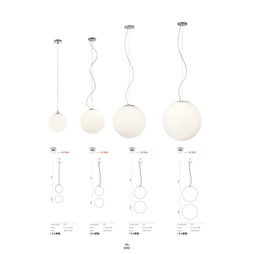 Redo 01-1066 - Luster na sajli OLA 2xE27/42W/230V Ø 40 cm