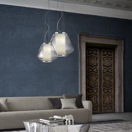 Redo 01-1140 - Luster na sajli FUSION 1xE27/42W/230V prečnik 38 cm siva