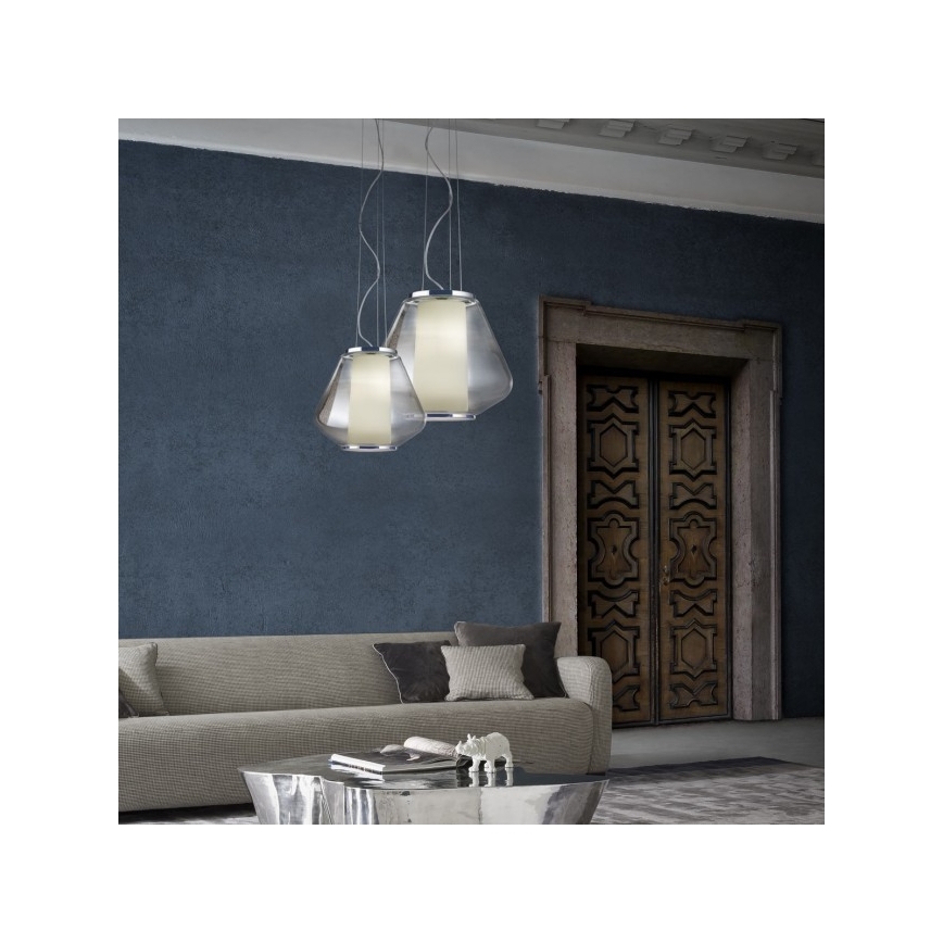 Redo 01-1140 - Luster na sajli FUSION 1xE27/42W/230V prečnik 38 cm siva