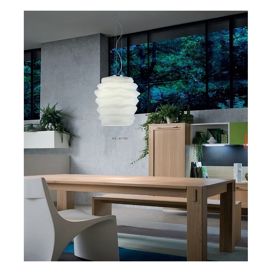 Redo 01-1142 - Luster na sajli MAGMA 1xE27/42W/230V prečnik 38 cm sjajni hrom/bela