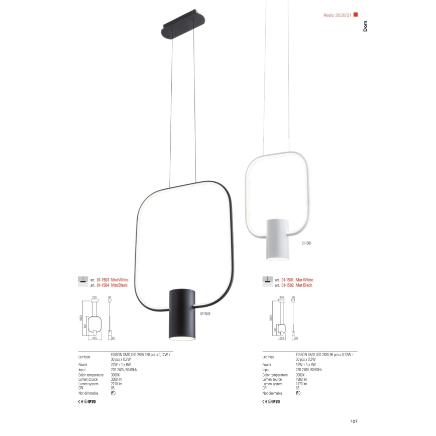 Redo 01-1227 - LED Prigušiva stona lampa DOM LED/21W/230V crna