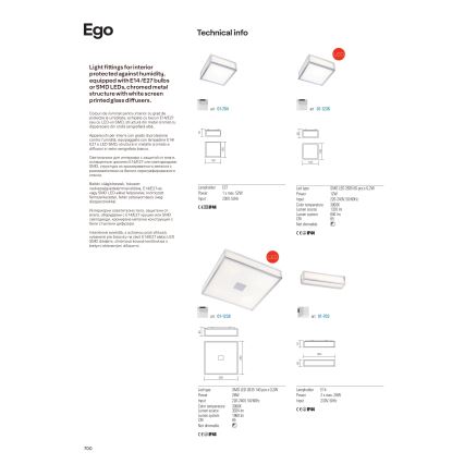 Redo 01-1236 - LED plafonsko svetlo za kupatilo EGO LED/12W/230V 18x18 cm IP44 sjajni hrom