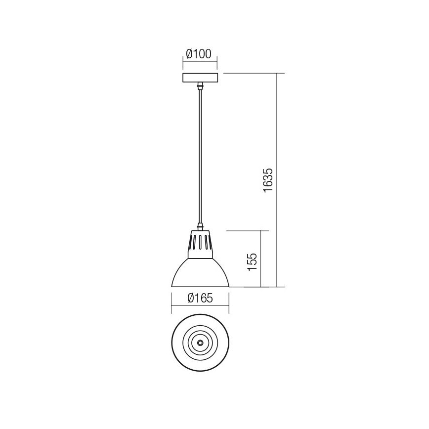 Redo 01-1279 - Luster na sajli PEEP, 1xE27/42W/230V, prečnik 16,5 cm, crni