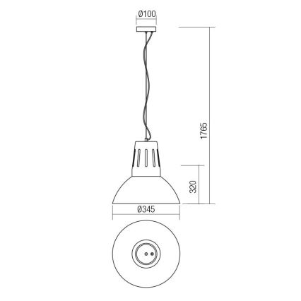 Redo 01-1281 - Luster na sajli PEEP 1xE27/42W/230V prečnik 34,5 cm crna