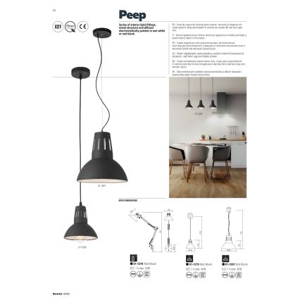 Redo 01-1282 - Luster na sajli PEEP 1xE27/42W/230V prečnik 34,5 cm bela