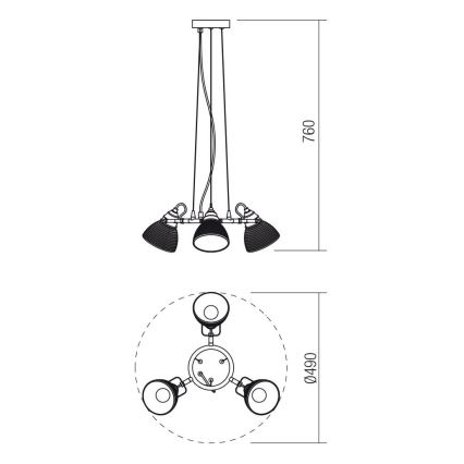 Redo 01-1450 - Luster na sajli RIDGE 3xE27/42W/230V