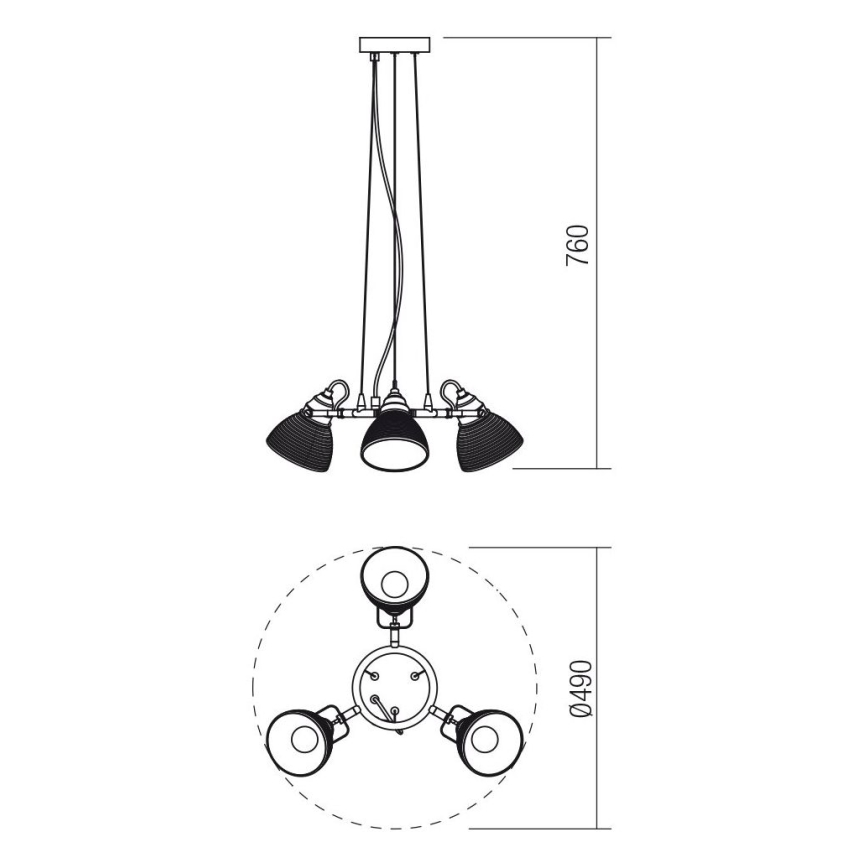 Redo 01-1450 - Luster na sajli RIDGE 3xE27/42W/230V