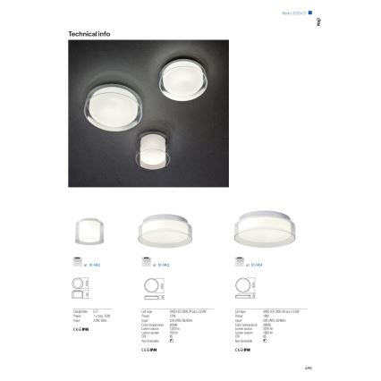 Redo 01-1454 - LED plafonsko svetlo za kupatilo NAJI LED/18W/230V, prečnik 35 cm, IP44