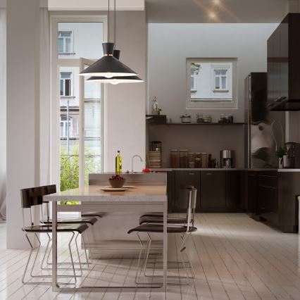 Redo 01-1462 - Luster na sajli KIMONO 1xE27/42W/230V prečnik 39,5 cm crna