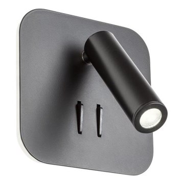 Redo 01-1492 - LED zidno svetlo QUDA LED/6W/230V + LED/3W CRI 90 crno