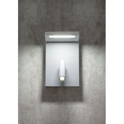 Redo 01-1499 - LED zidno reflektorsko svetlo AGOS LED/6W/230V + LED/3,2W USB bela