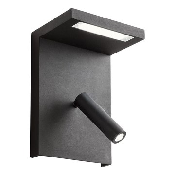 Redo 01-1500 - Zidna LED spot svetiljka AGOS LED/6W/230V + LED/3,2W USB crna