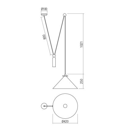 Redo 01-1545 - Luster na sajli KALIMBA 1xE27/42W/230V prečnik 42 cm pauk bronza