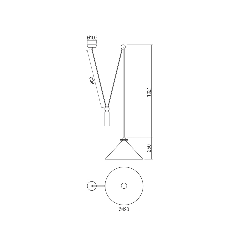 Redo 01-1545 - Luster na sajli KALIMBA 1xE27/42W/230V prečnik 42 cm pauk bronza