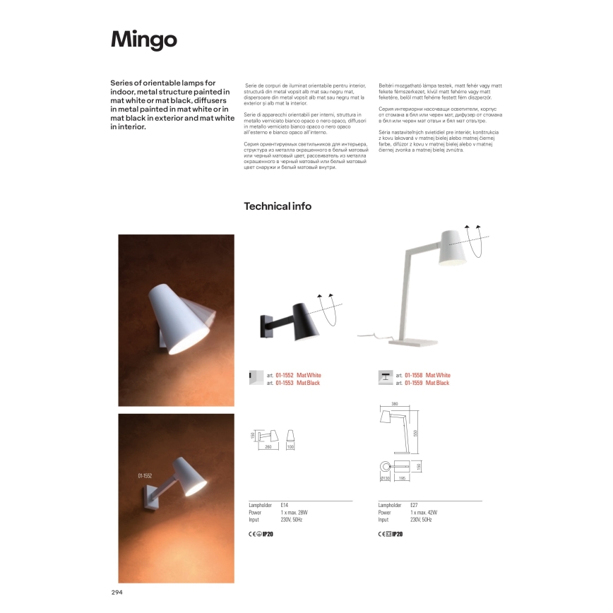 Redo 01-1556 - Podna lampa MINGO 1xE27/42W/230V bela