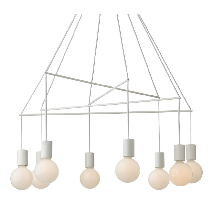 Redo 01-1564 - Luster na sajli MIKADO 8xE27/42W/230V Ø 82 cm bela