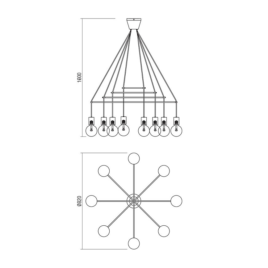 Redo 01-1564 - Luster na sajli MIKADO 8xE27/42W/230V Ø 82 cm bela