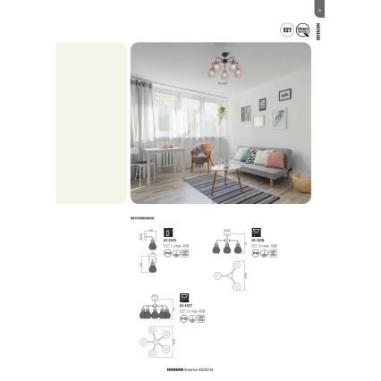 Redo 01-1577 - Luster na šipci EDISON 5xE27/42W/230V, prečnik 53 cm, crna/bakrena