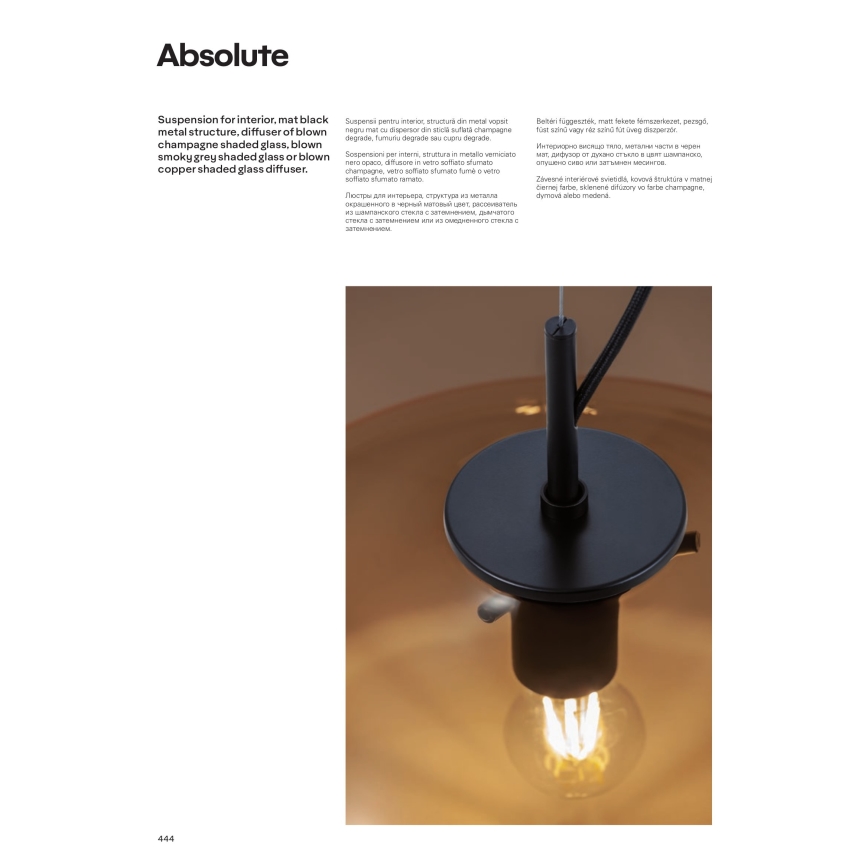 Redo 01-1619 - Luster na kablu ABSOLUTE 1xE27/42W/230V siva
