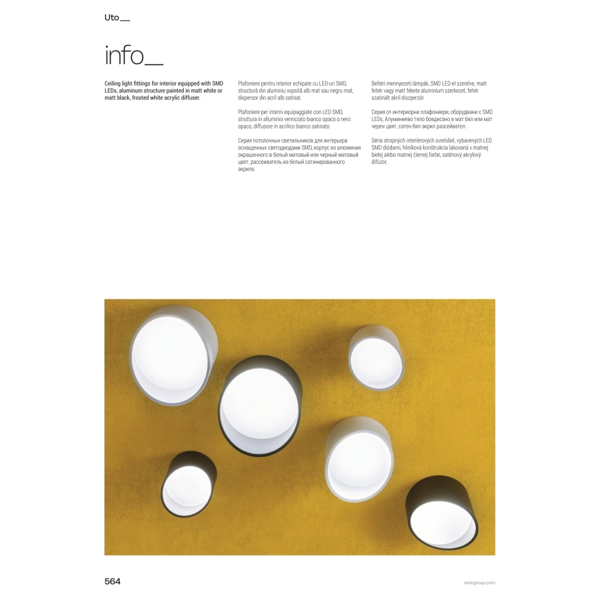 Redo 01-1630 - LED spot svetiljka UTO LED/18W/230V, prečnik 14 cm, crna