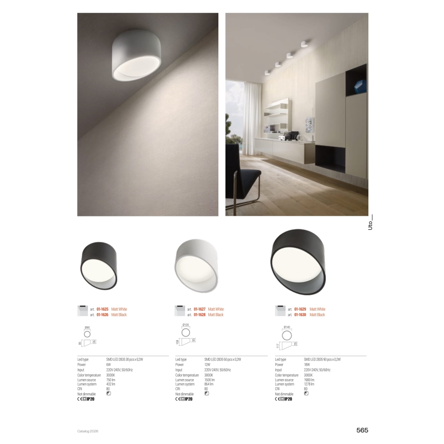 Redo 01-1630 - LED spot svetiljka UTO LED/18W/230V, prečnik 14 cm, crna