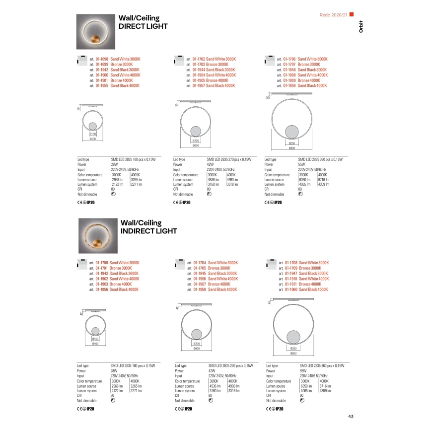 Redo 01-1701 - LED zidno svetilo ORBIT LED/28W/230V