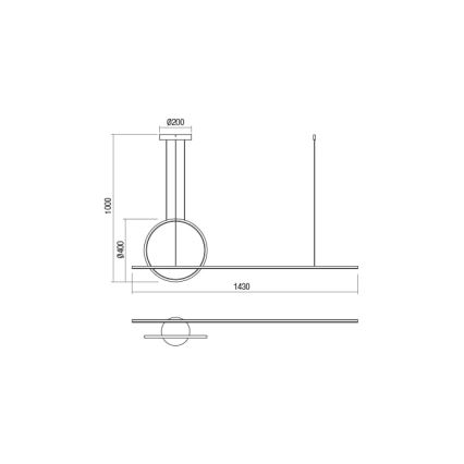 Redo 01-1735 - prigušiva LED viseća lampa na sajli GIOTTO LED/46W/230V crna