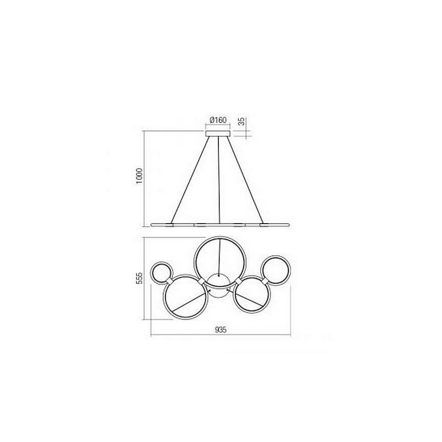 Redo 01-1742 - LED luster na sajli RADIUS LED/45W/230V