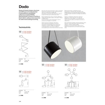 Redo 01-1828 - Luster na sajli DODO 5xE27/15W/230V pauk