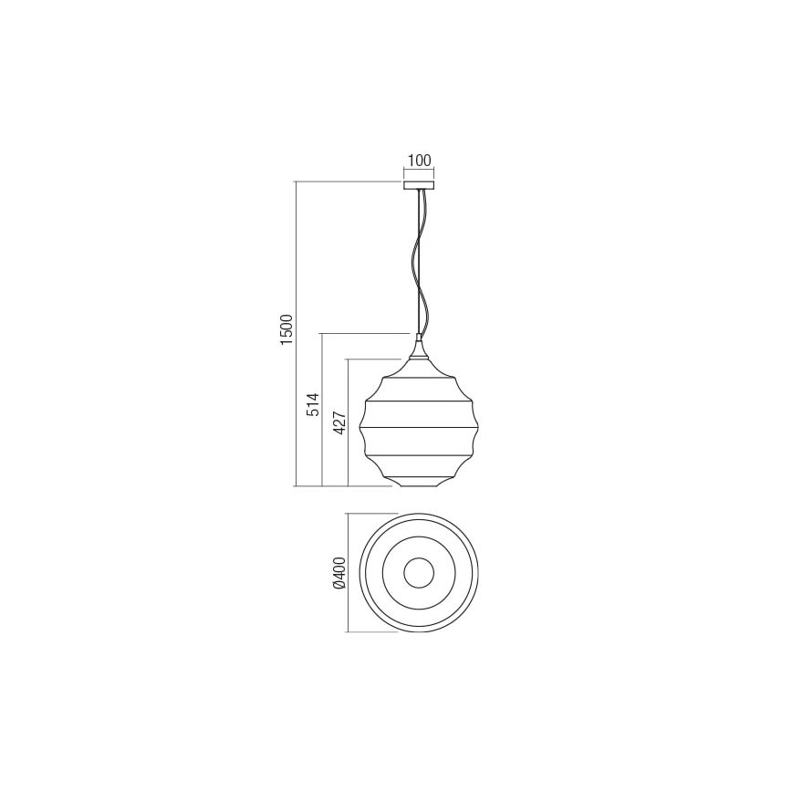 Redo 01-1845 - Luster na sajli SLAG 1xE27/42W/230V, prečnik 40 cm, siva