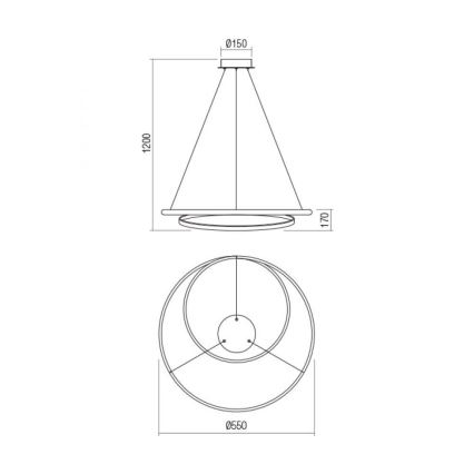 Redo 01-1889 - LED prigušiva luster na sajli TORSION LED/29W/230V, prečnik 55 cm, bronzan