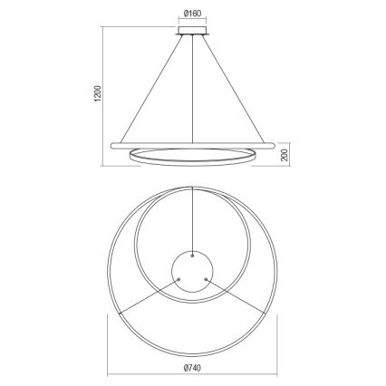 Redo 01-1891 - LED prigušiva luster na sajli TORSION LED/35W/230V prečnik 75 cm bronzan