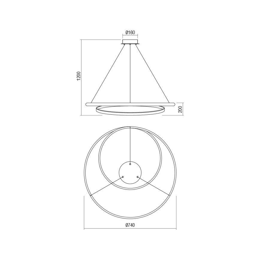 Redo 01-1891 - LED prigušiva luster na sajli TORSION LED/35W/230V prečnik 75 cm bronzan