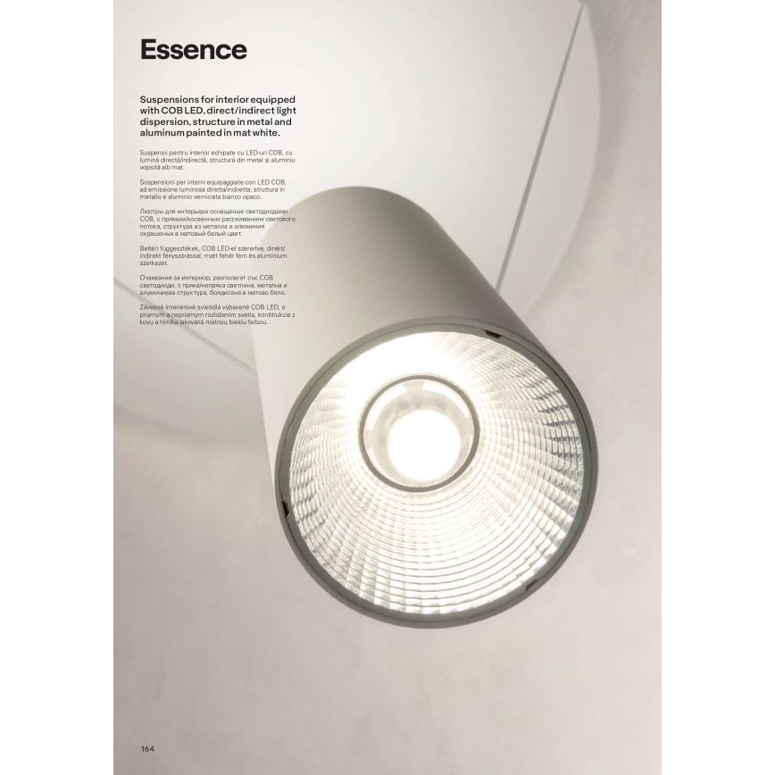 Redo 01-1970 - LED prigušiva luster na sajli ESSENCE LED/24W/230V CRI 90 3000K beo