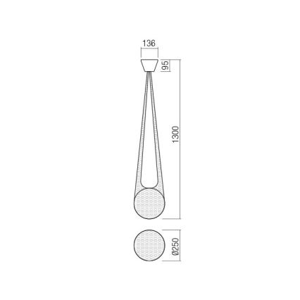 Redo 01-1972 - LED luster na sajli ALLURIA 1xE27/5W/230V prečnik 25 cm