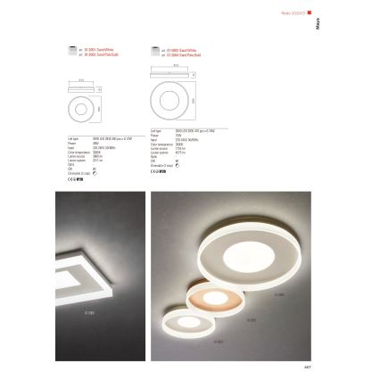 Redo 01-2004 - LED prigušiva plafonska svetiljka MAYA LED/75W/230V, prečnika 60 cm, zlatna
