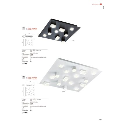 Redo 01-2017 - LED plafonska svetiljka PIXEL LED/48W/230V 3000K 45x45 cm crna