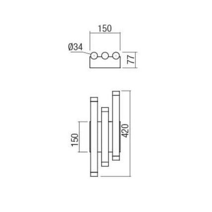 Redo 01-2036 - LED zidna lampa MADISON 6xLED/4W/230V zlatna