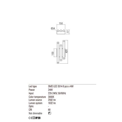 Redo 01-2037 - LED zidno svetlo MADISON 6xLED/4W/230V bakar