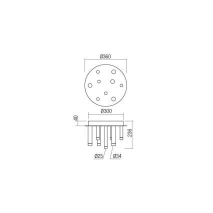 Redo 01-2039 - LED plafonsko svetlo MADISON 9xLED/4W/230V zlatno