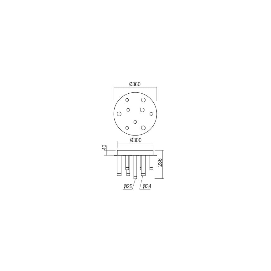 Redo 01-2042 - LED plafonsko svetlo MADISON 9xLED/4W/230V sjajni hrom/crna/bakar