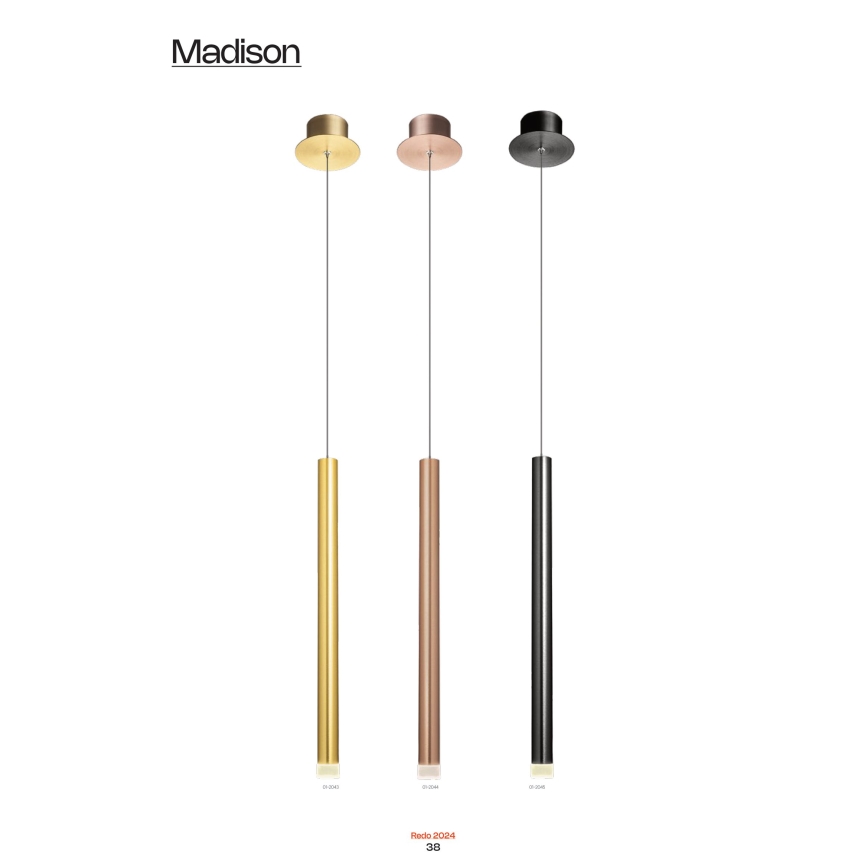 Redo 01-2044 - LED luster na sajli MADISON LED/4W/230V bakar