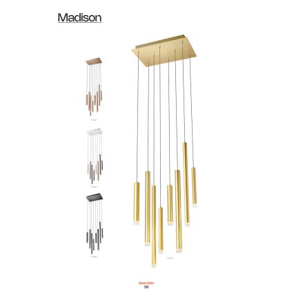 Redo 01-2047 - LED luster na sajli MADISON 8xLED/4W/230V bakar